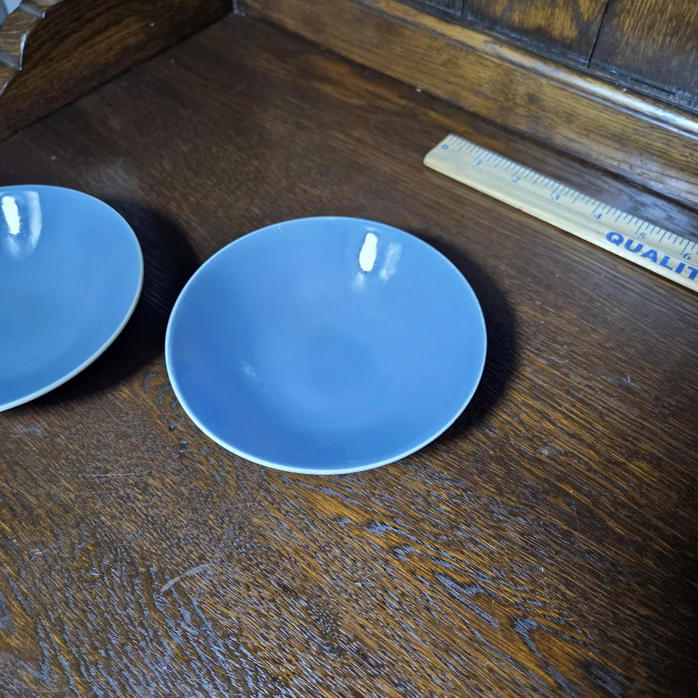 Blue Ceramic Bowls Set Vintage Homer Lauphlin Dessert Bowls.
